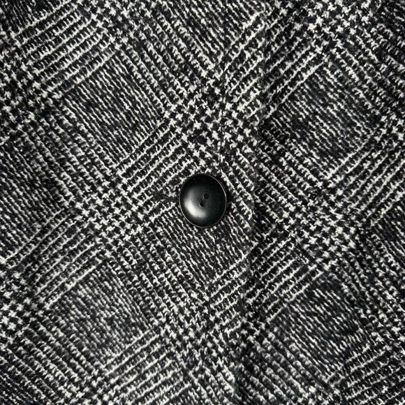 Talbots overcoat women’s size 8 wool tweed black white button collar - Picture 3 of 6